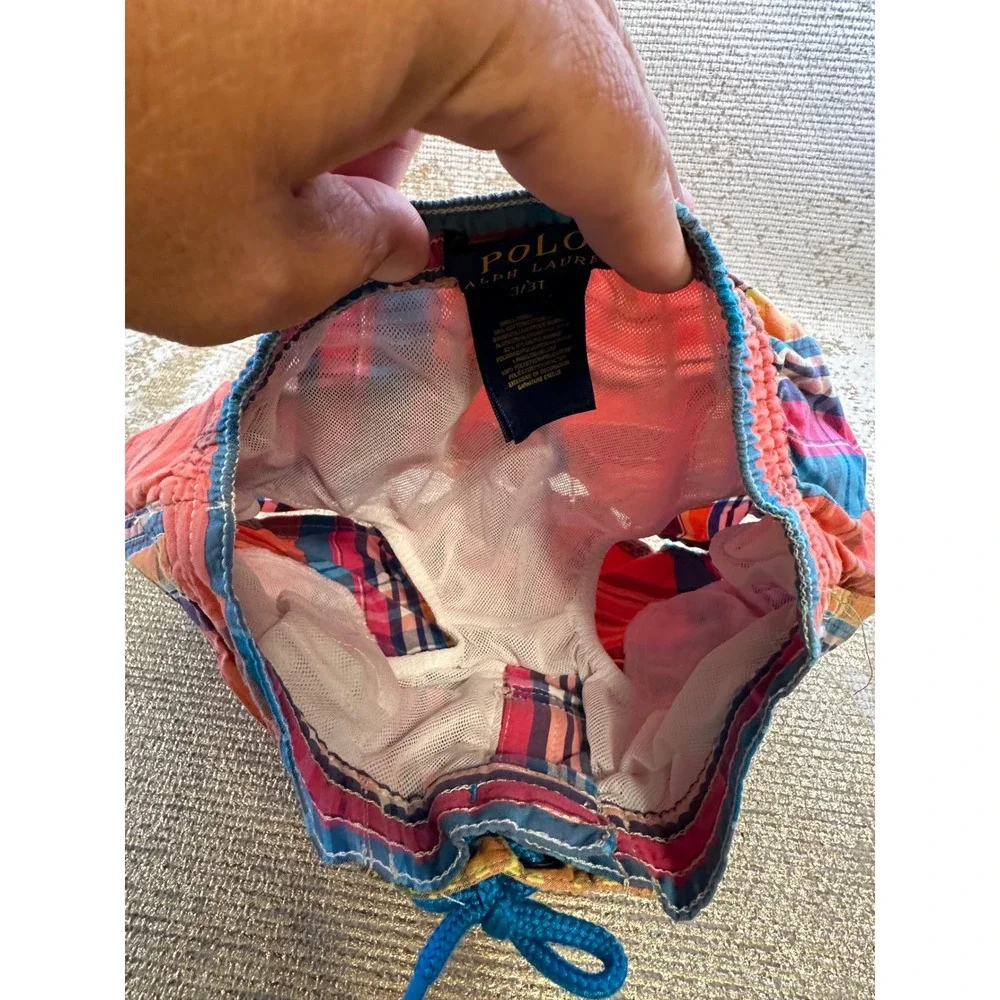 POLO RALPH LAUREN Toddler Boy Preppy Plaid Swim Trunks Bundle Summer Vacation 3T